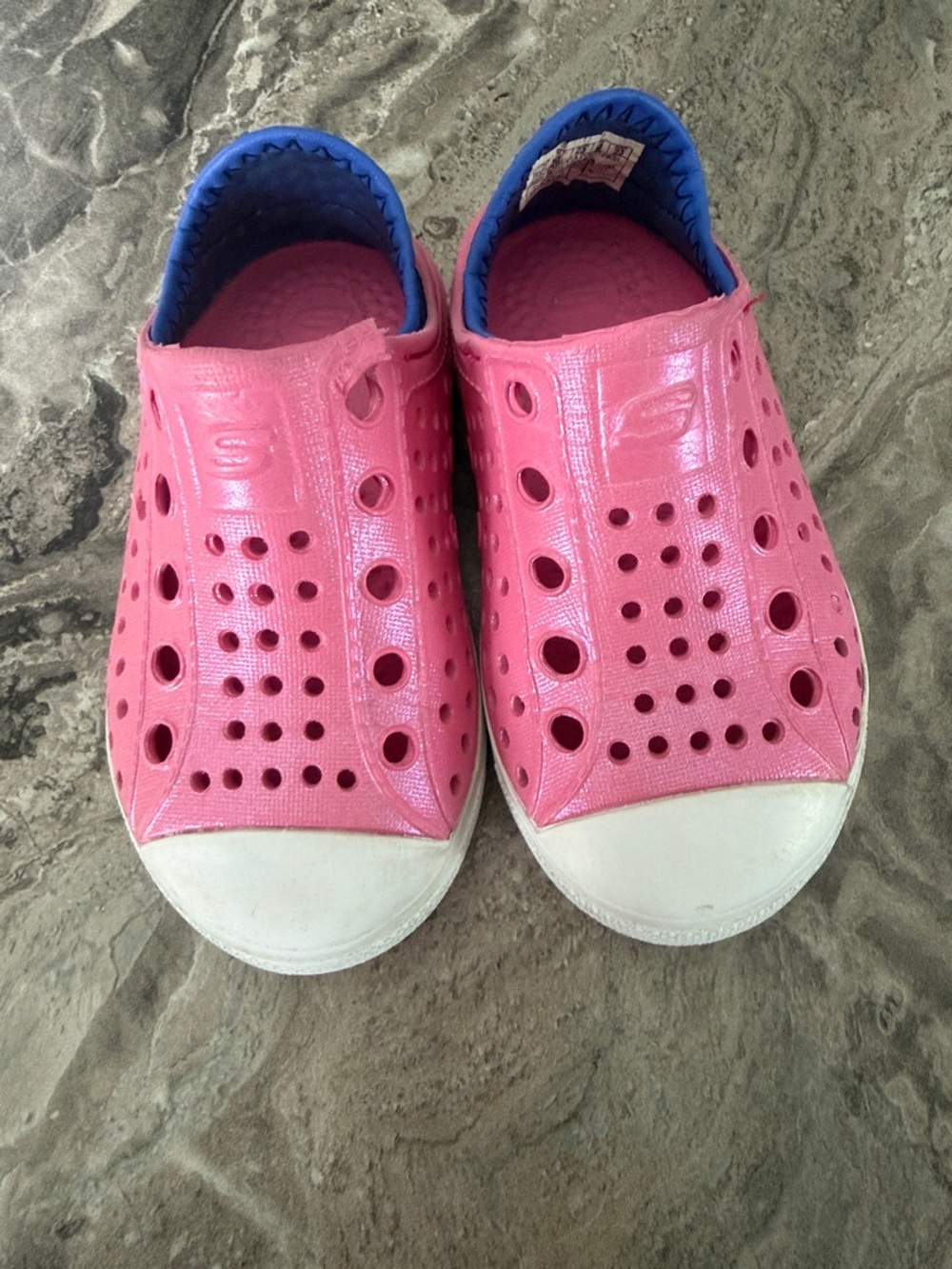 Skechers Kids Pink Slip-On Water Shoes with Blue Lining and White Toe